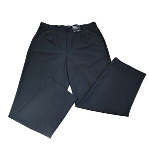Avenue Womens Plus Size Black Pants Flat Front Straight Leg Stretch Waist 18Tall